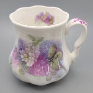 Royal Patrician Fine Bone China Mug Lilac Lavender Blue White Hydrangea Floral